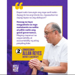 Congressman Allan Reyes emphasizes accountability, good governance, and real public service in District 3 Quezon City.