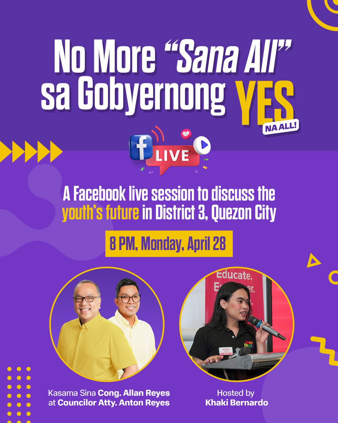 Yes Na All: Allan Reyes Hosts Facebook Live to Discuss Youth Programs in District 3, Quezon City